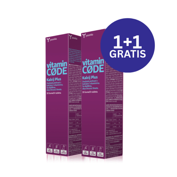 YASENKA Šumeće tablete Vitamin Code Kalcij Plus 1+1 GRATIS